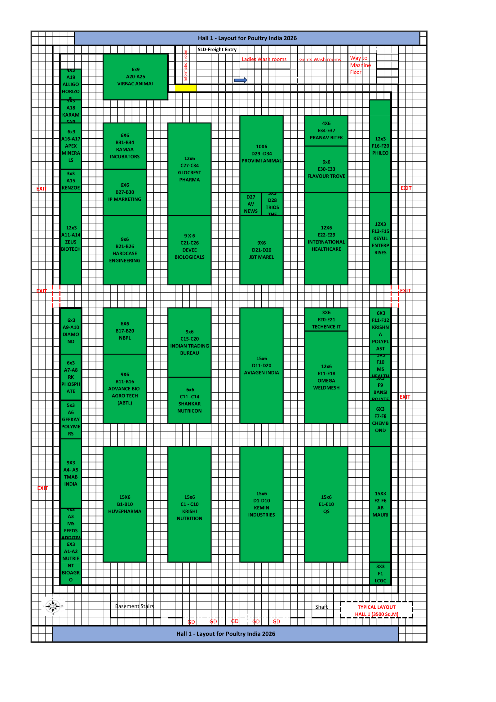 Hall 1 floor plan — Poultry India 2026